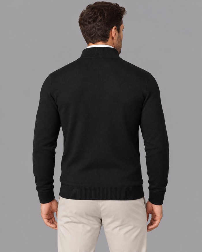 Men's Half Zip Jumper - Zip Neck Long Sleeve Smart Casual Pullover