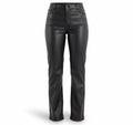 Women's Black Faux Leather Pants High Rise Slim Fit
