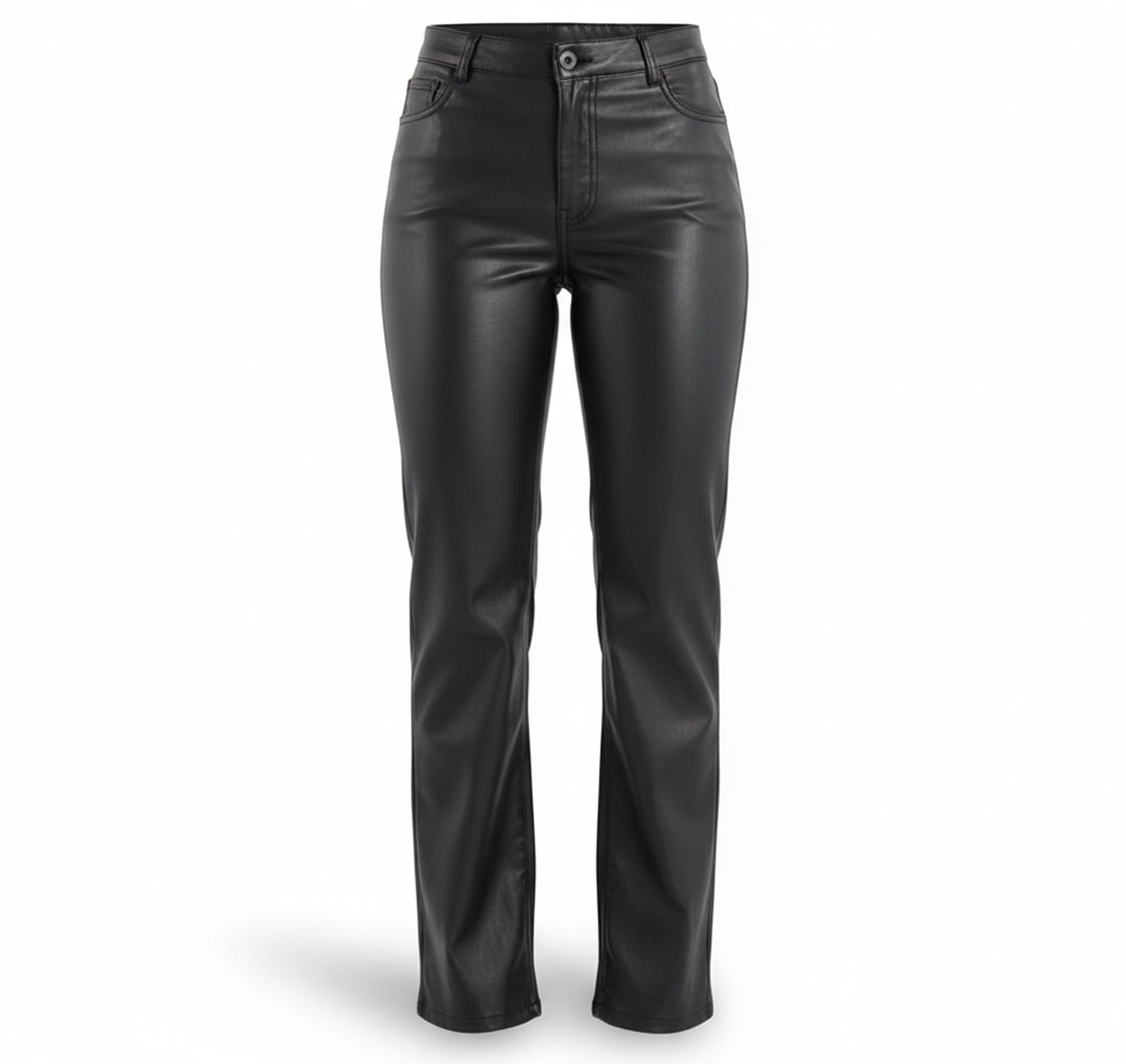 Women's Black Faux Leather Pants High Rise Slim Fit