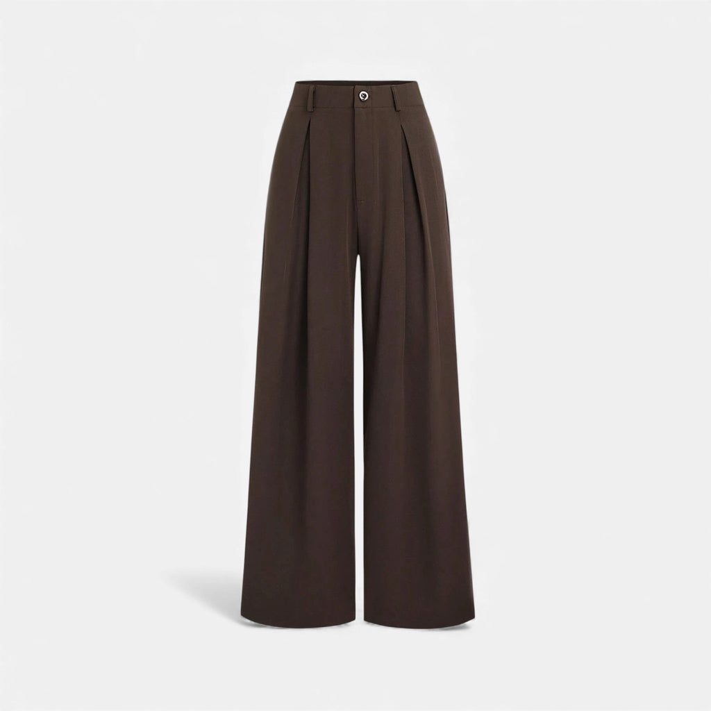 Women's Tailored Wide Leg Trousers Pleated Detail