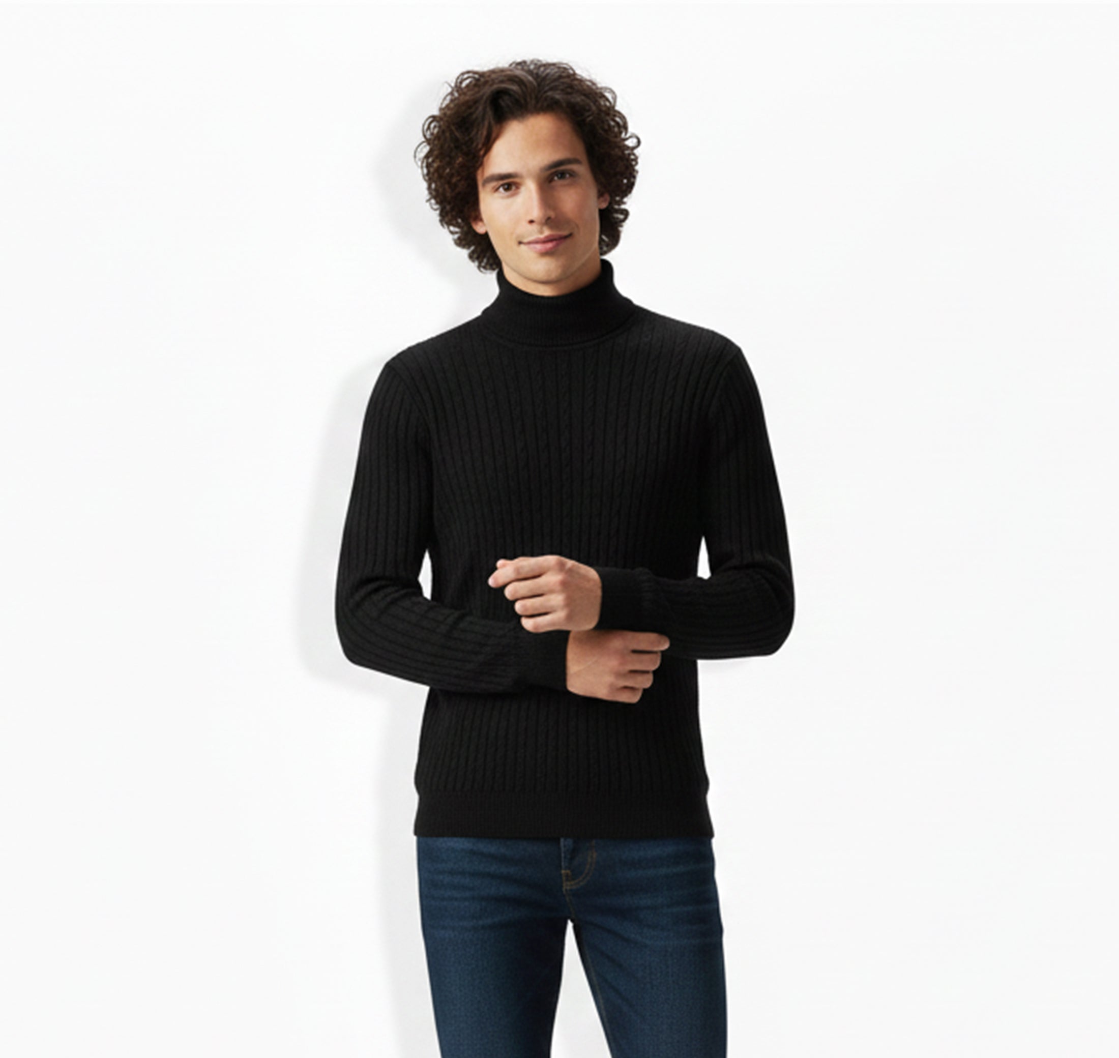 Mens Knit Turtleneck Sweater Regular Fit