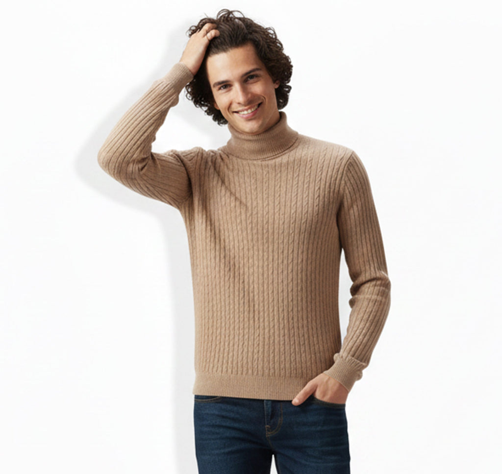 Mens Knit Turtleneck Sweater Regular Fit