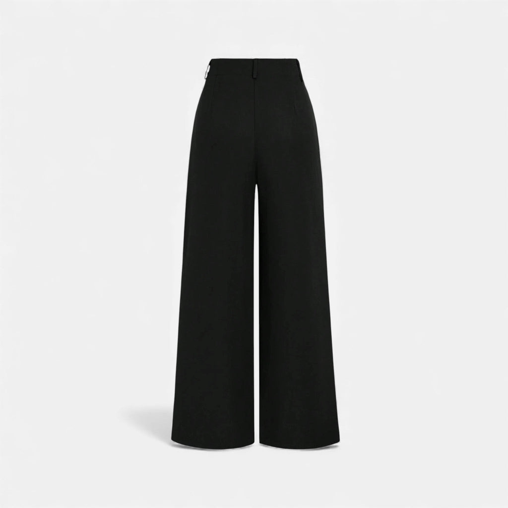 Women's Tailored Wide Leg Trousers Pleated Detail