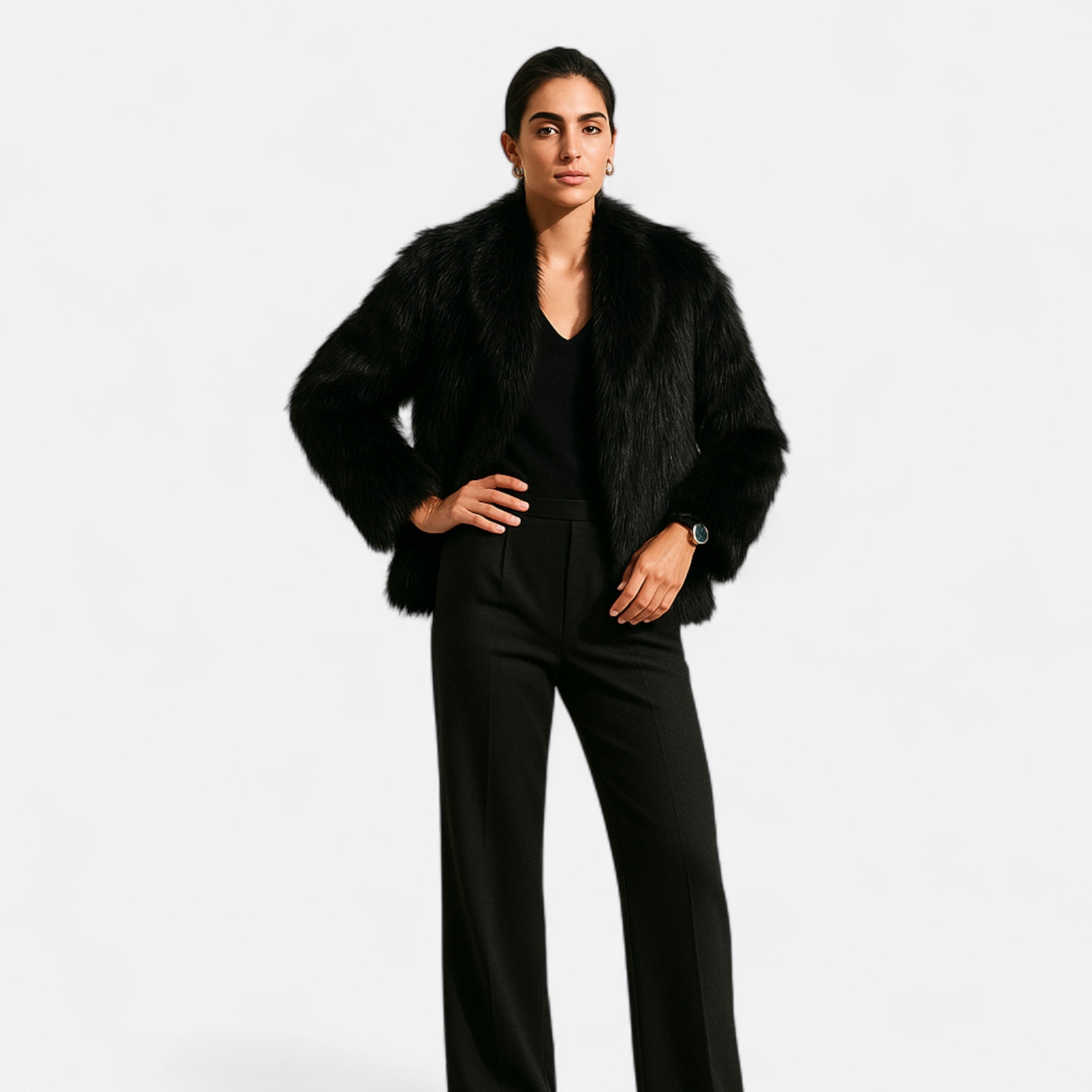 Women's Faux Fur Winter Coat Structured Silhouette