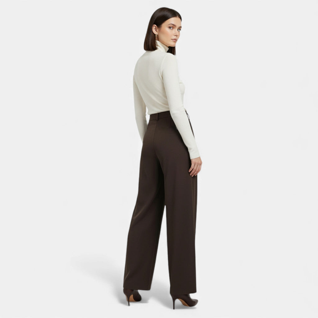Women's Tailored Wide Leg Trousers Pleated Detail