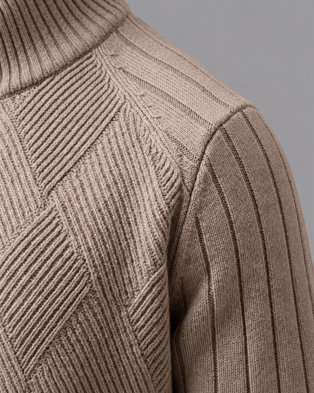 Men's Cardigan - Diamond Knit Full Zip Stand Collar Regular Fit