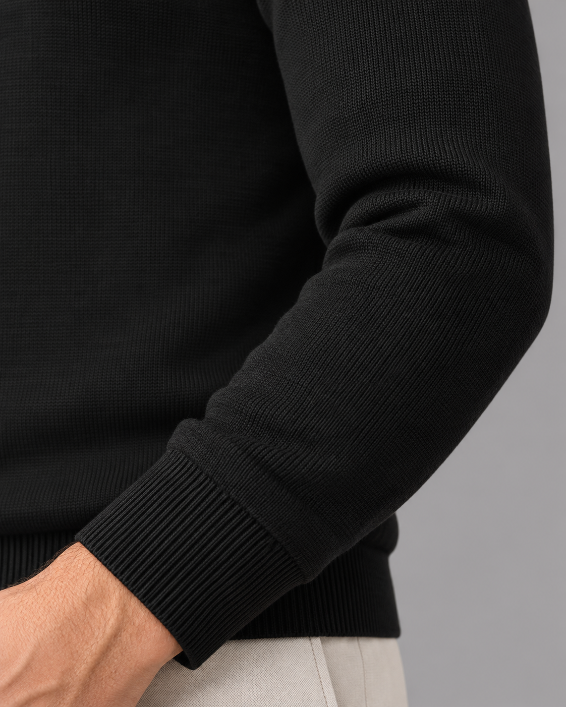 Men's Half Zip Jumper - Zip Neck Long Sleeve Smart Casual Pullover