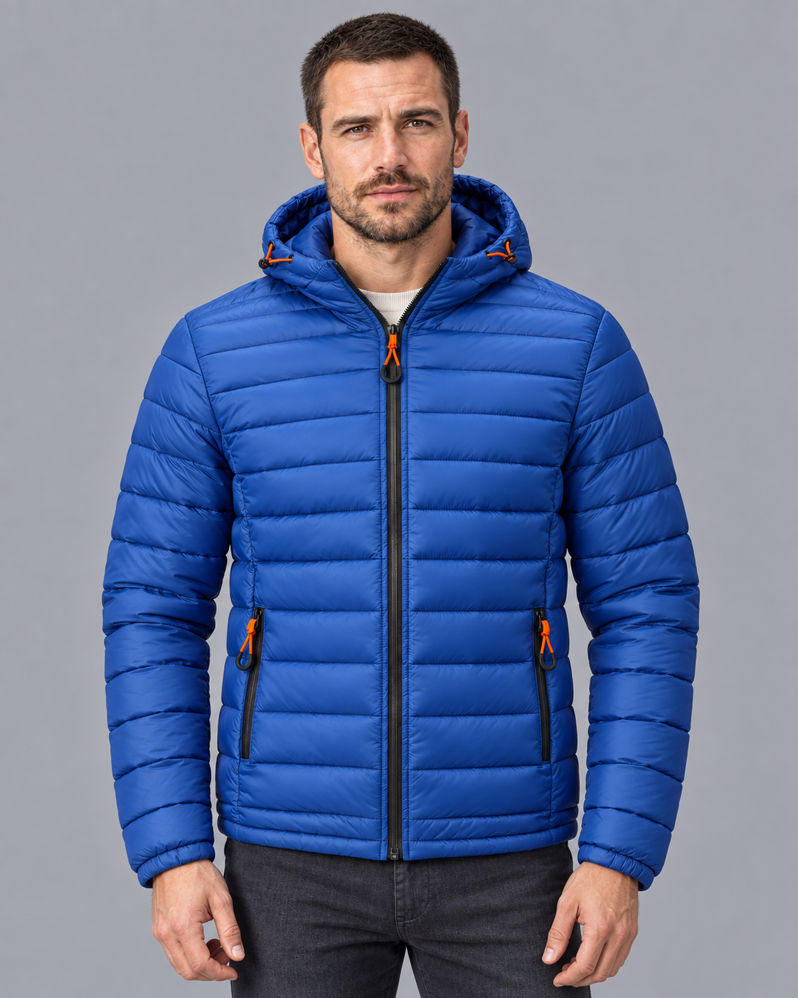 Men's Hooded Puffer Jacket - Lightweight Quilted Winter Coat