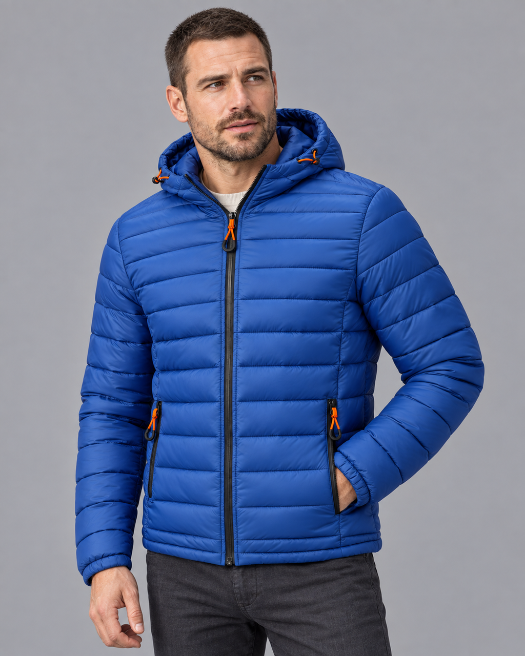 Men's Hooded Puffer Jacket - Lightweight Quilted Winter Coat