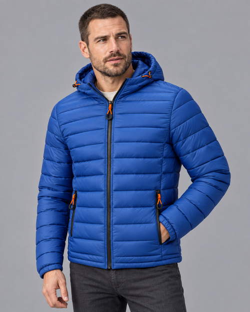 Men's Hooded Puffer Jacket - Lightweight Quilted Winter Coat