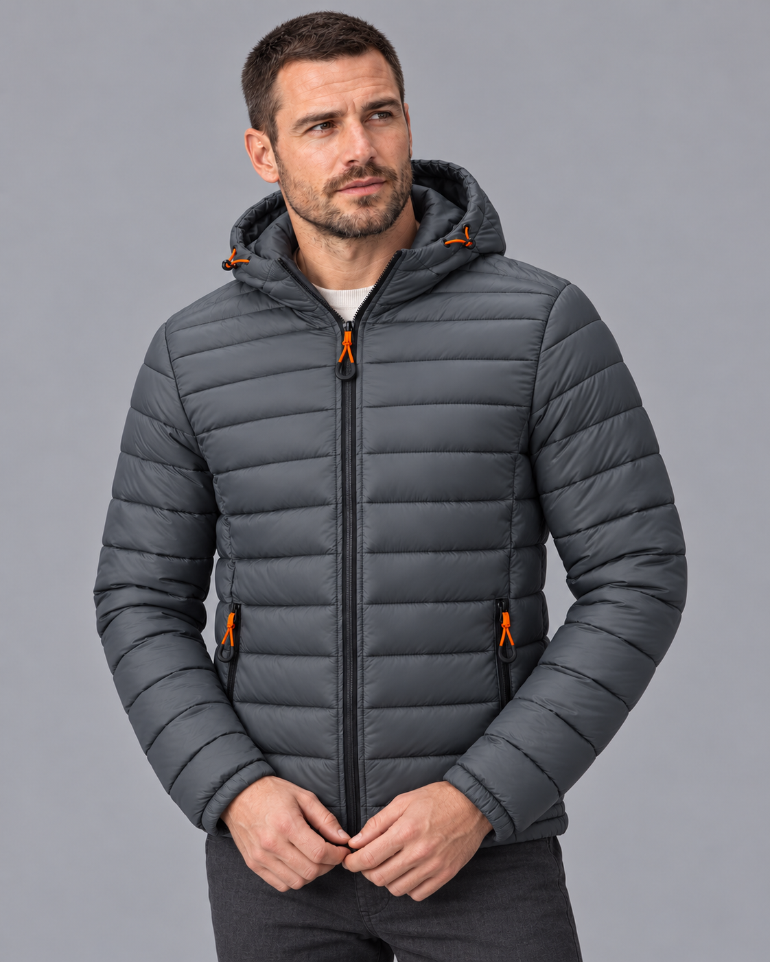 Men's Hooded Puffer Jacket - Lightweight Quilted Winter Coat