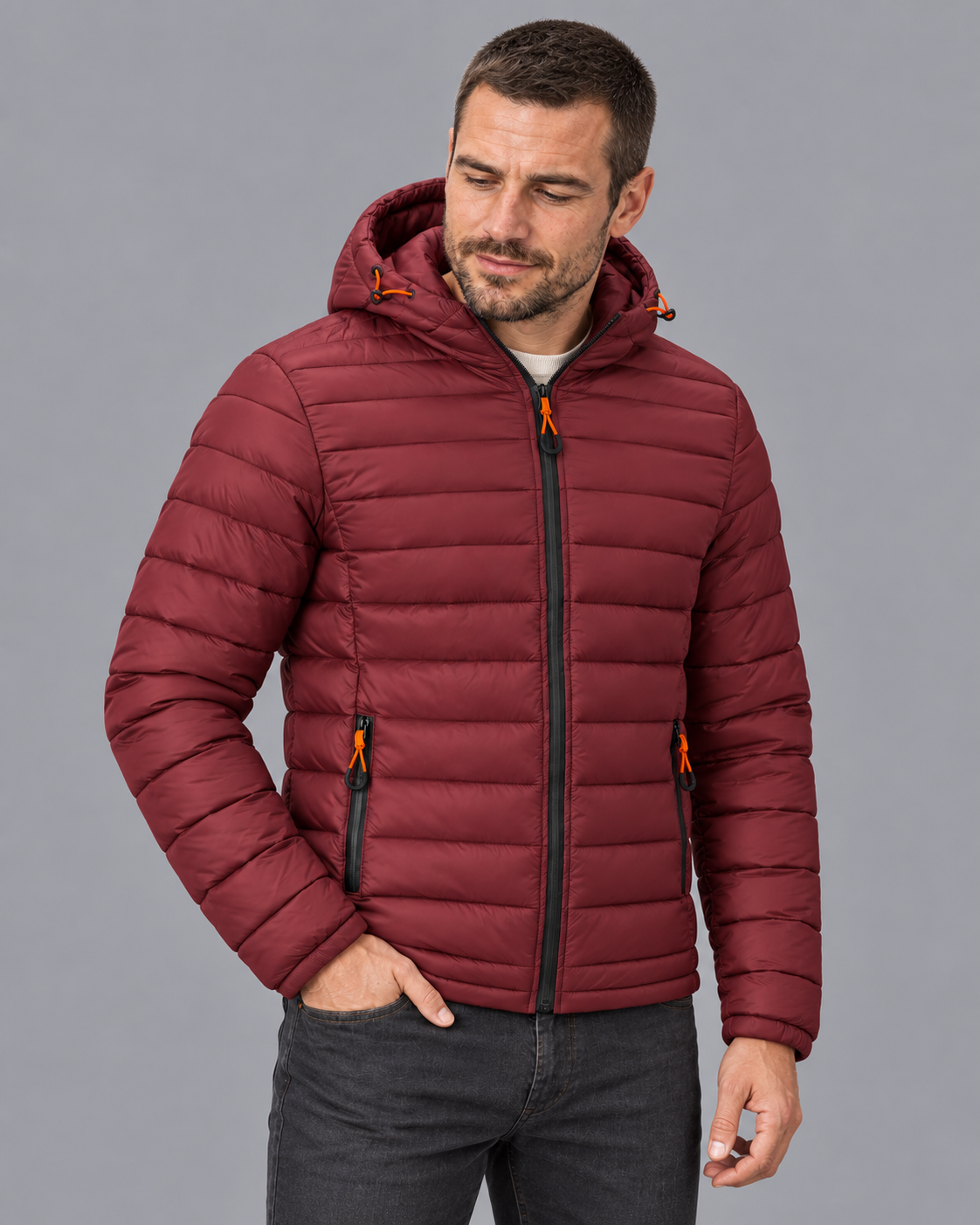 Men's Hooded Puffer Jacket - Lightweight Quilted Winter Coat