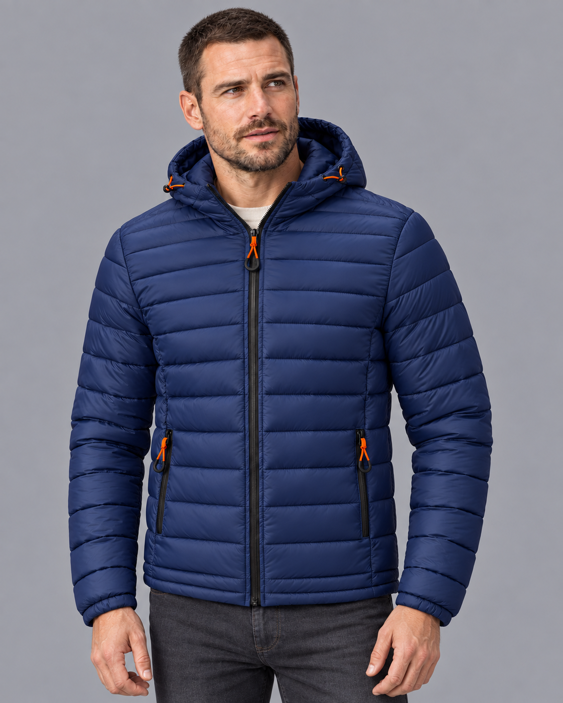 Men's Hooded Puffer Jacket - Lightweight Quilted Winter Coat