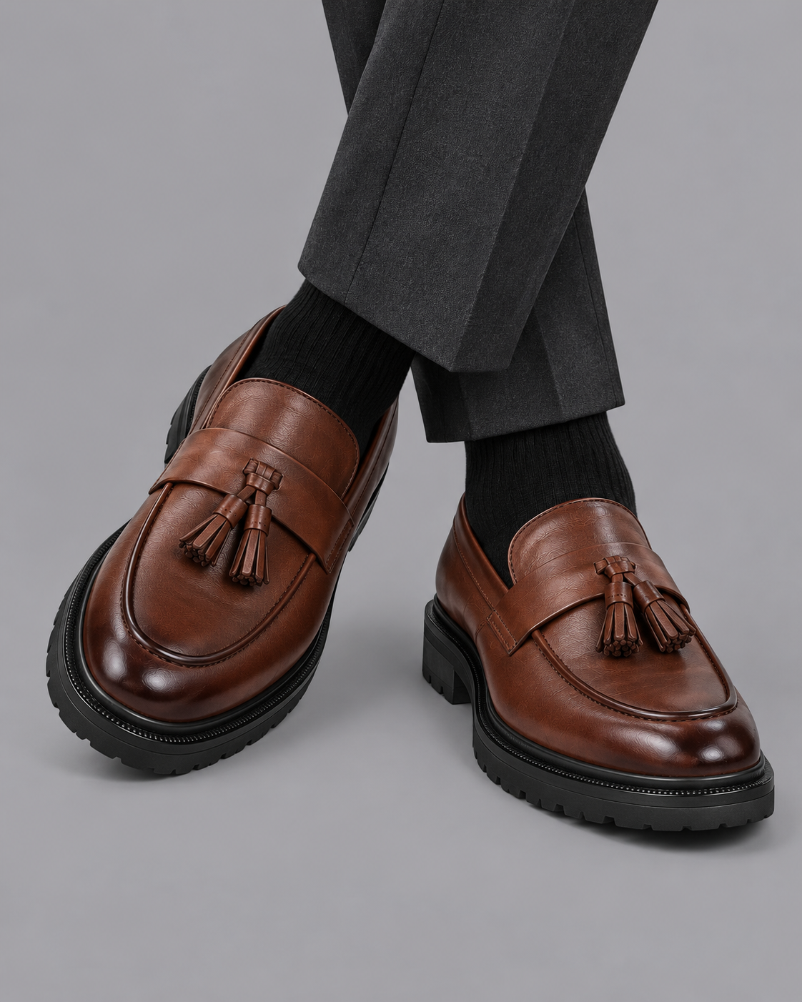 Men's Leather Loafers - Tassel Slip On Smart Casual Shoes
