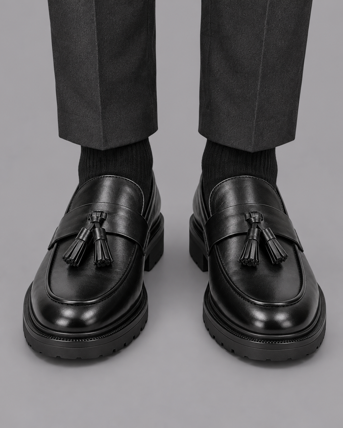 Men's Leather Loafers - Tassel Slip On Smart Casual Shoes