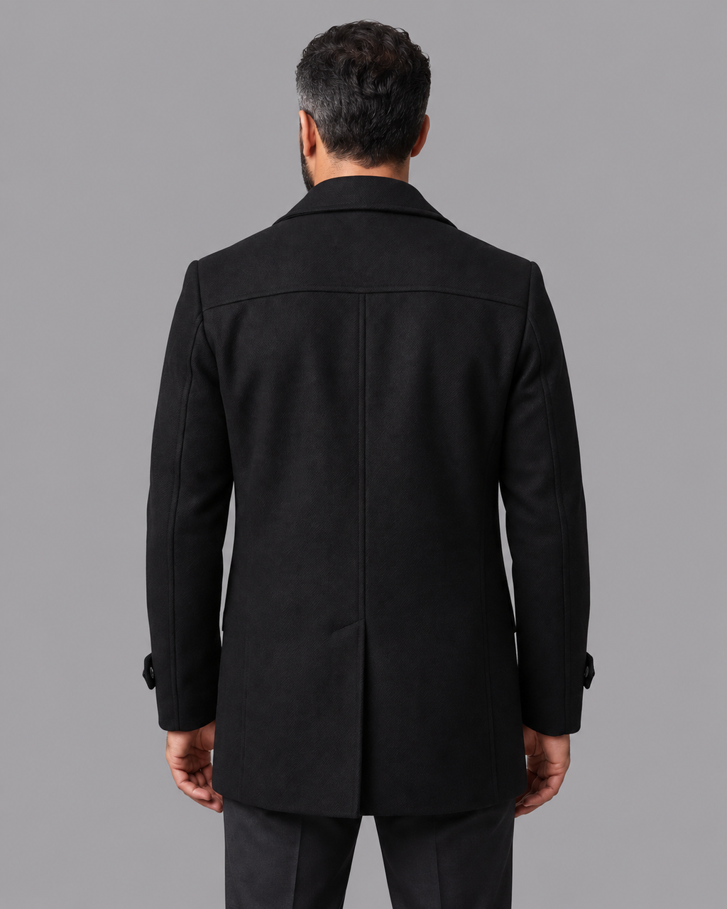 Men's Overcoat - Double Breasted Notch Lapel Quilted Lining Winter