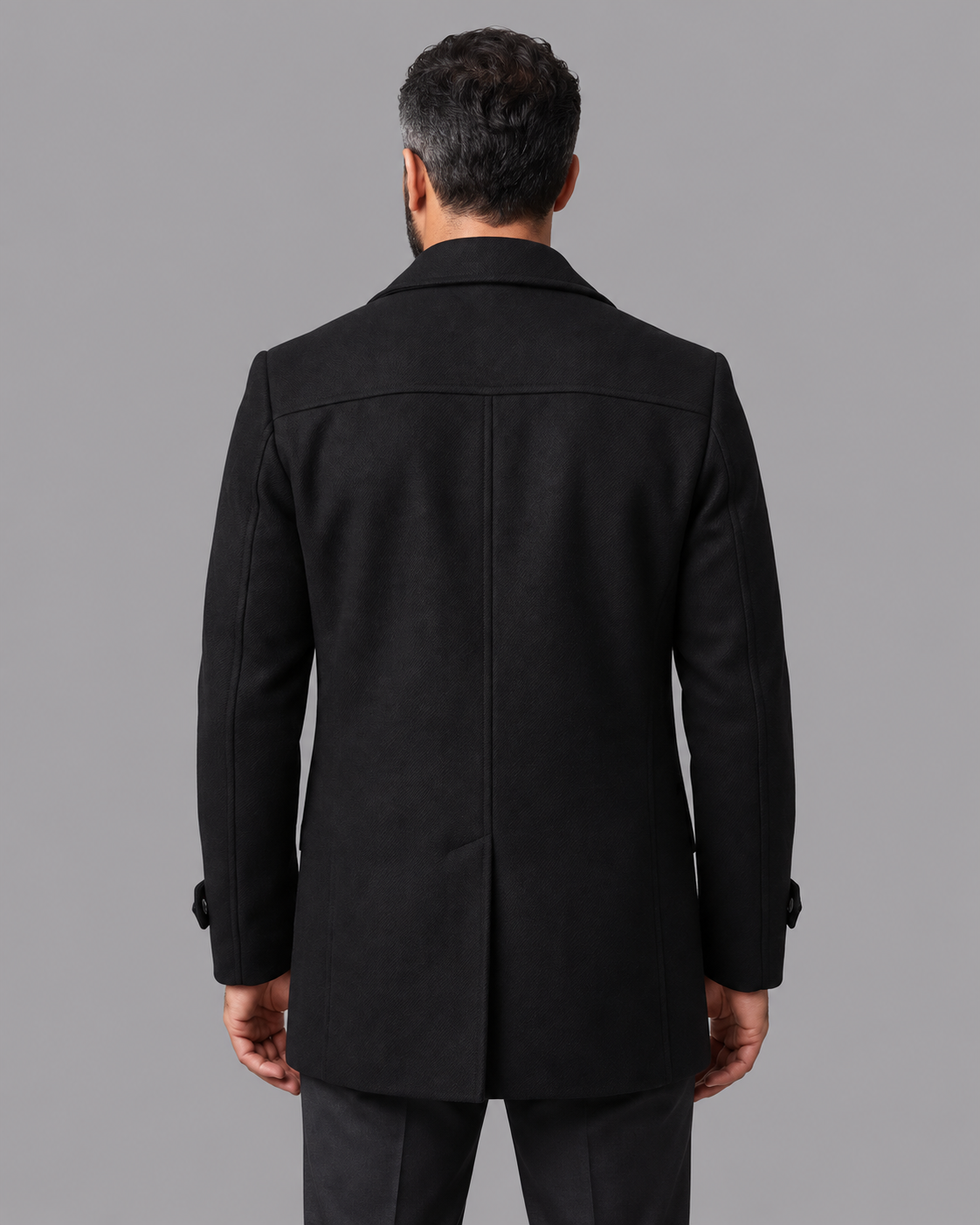 Men's Overcoat - Double Breasted Notch Lapel Quilted Lining Winter