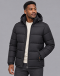 Men's Puffer Jacket - Hooded Channel Quilted Full Zip Winter Coat