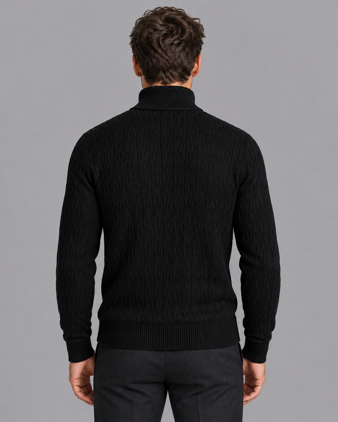 Men's Quarter Zip Jumper - Textured Funnel Neck Ribbed Knit
