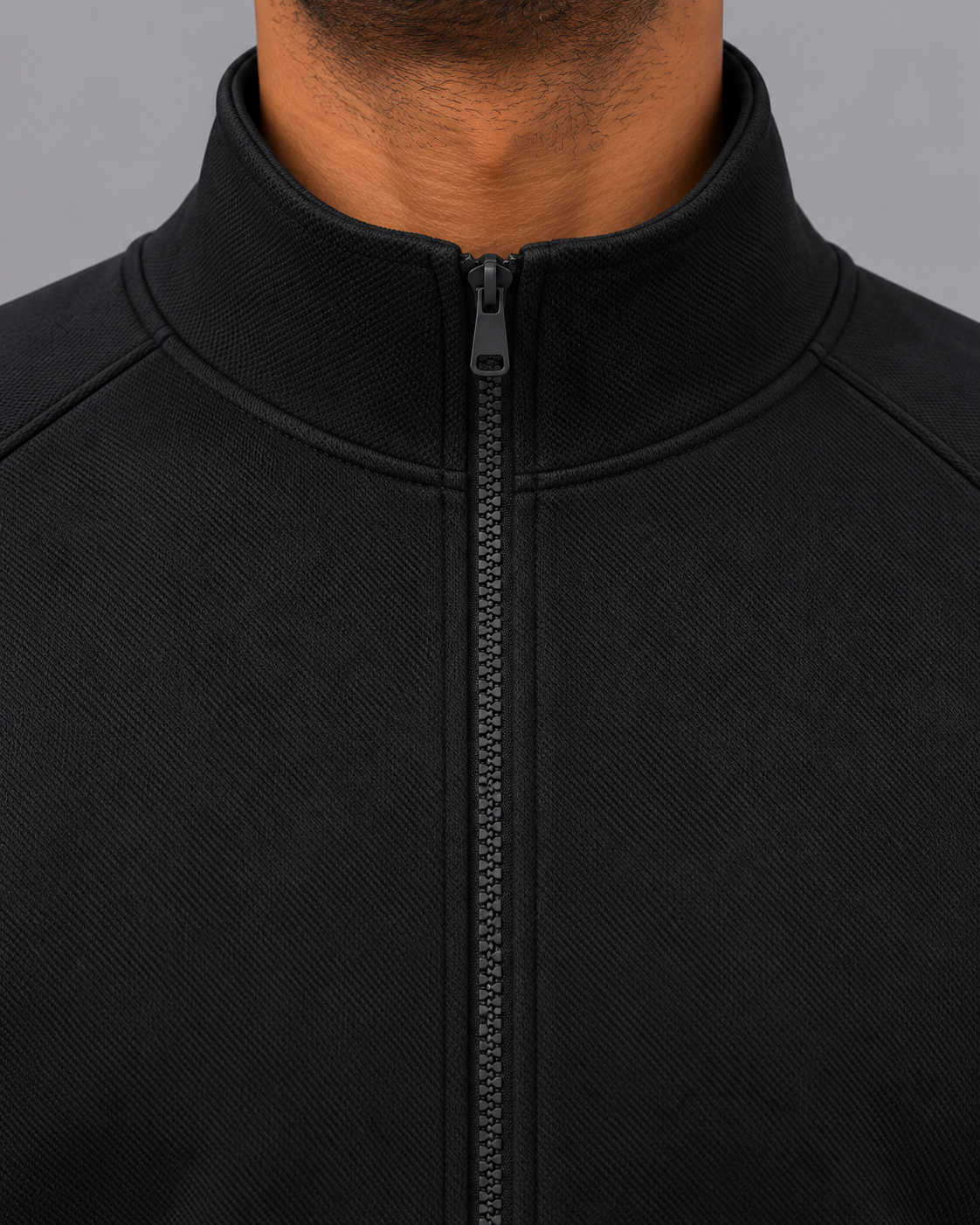 Men's Track Jacket - Oversized Full Zip Stand Collar Raglan Sleeve