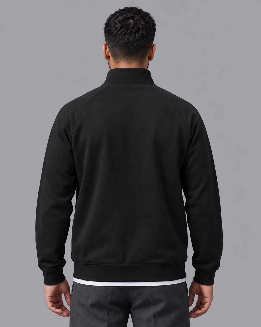 Men's Track Jacket - Oversized Full Zip Stand Collar Raglan Sleeve