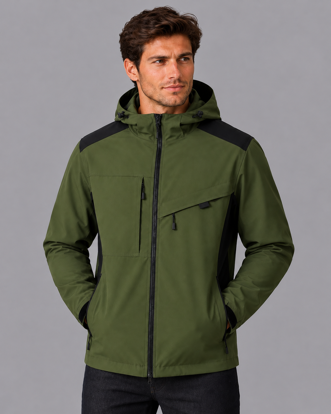 Men's Windbreaker - Hooded Water Resistant Full Zip Rain Jacket