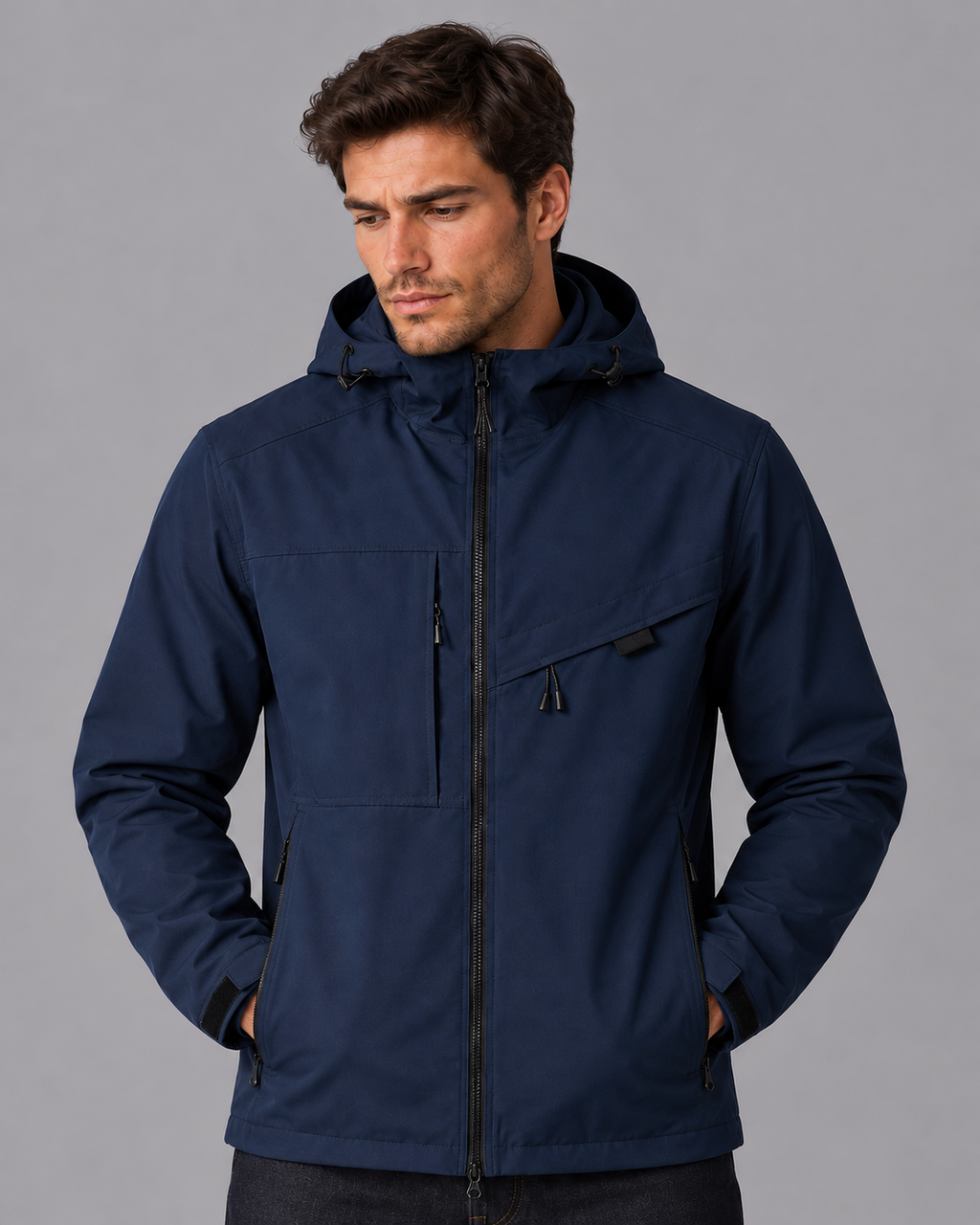 Men's Windbreaker - Hooded Water Resistant Full Zip Rain Jacket
