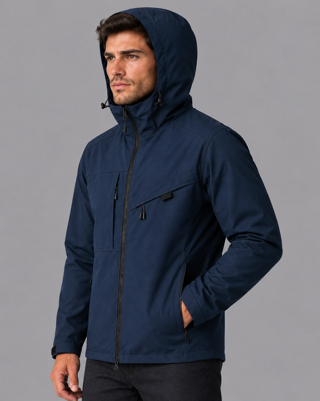 Men's Windbreaker - Hooded Water Resistant Full Zip Rain Jacket