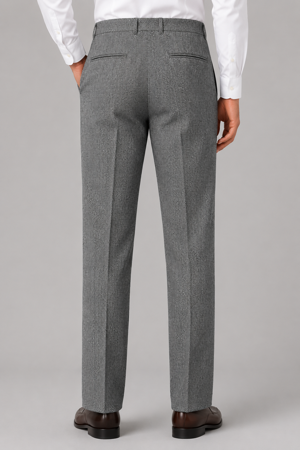 Men's herringbone pleated trousers, detail view 1
