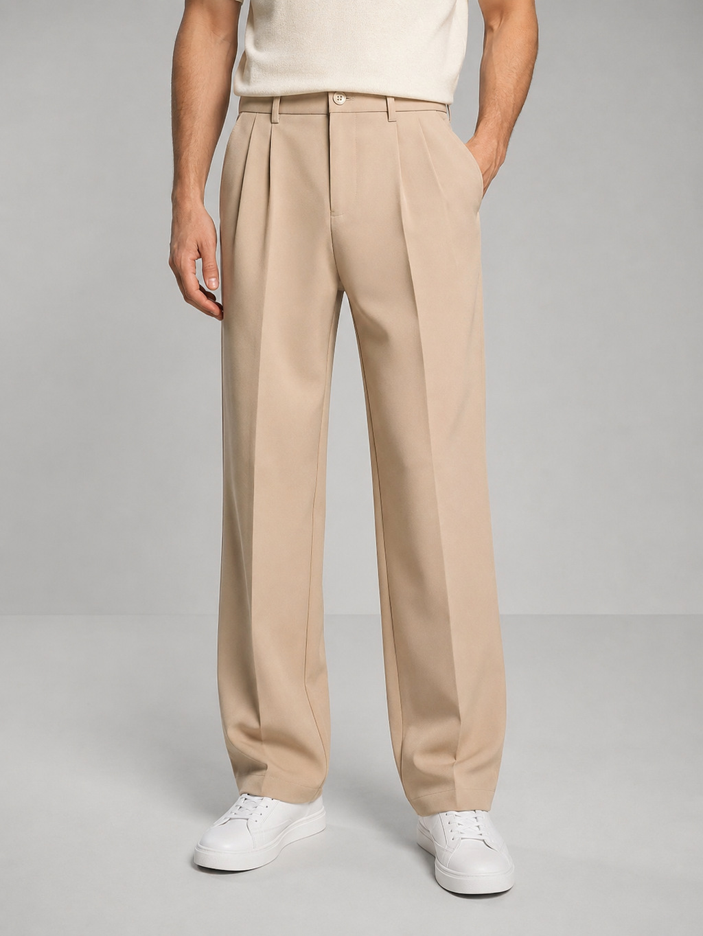 Men's Casual Tailored Straight Leg Trousers