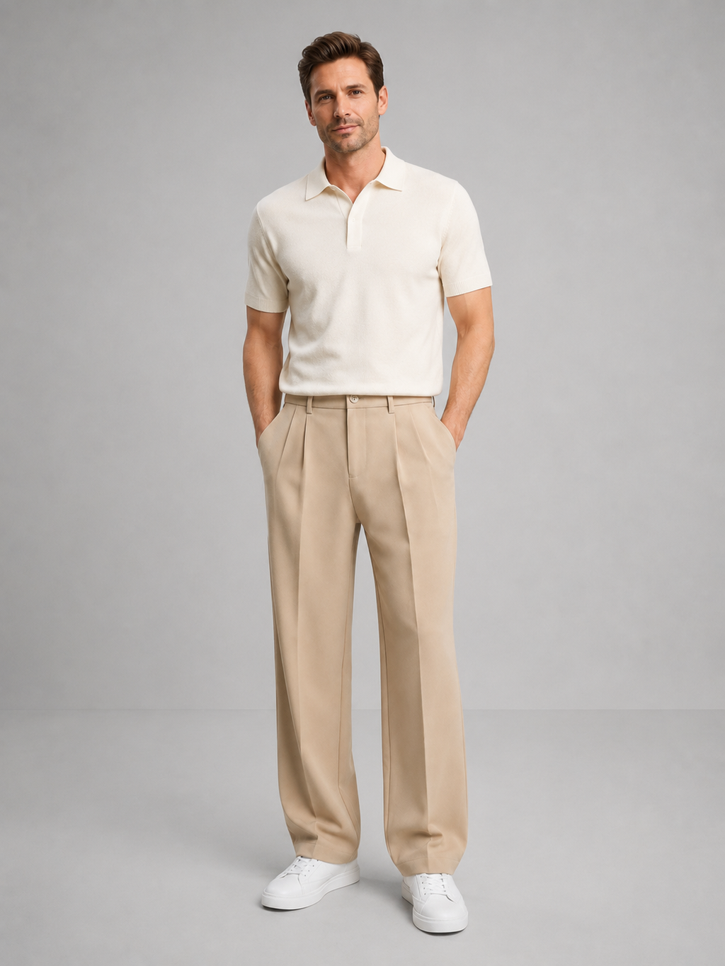 Men's Casual Tailored Straight Leg Trousers