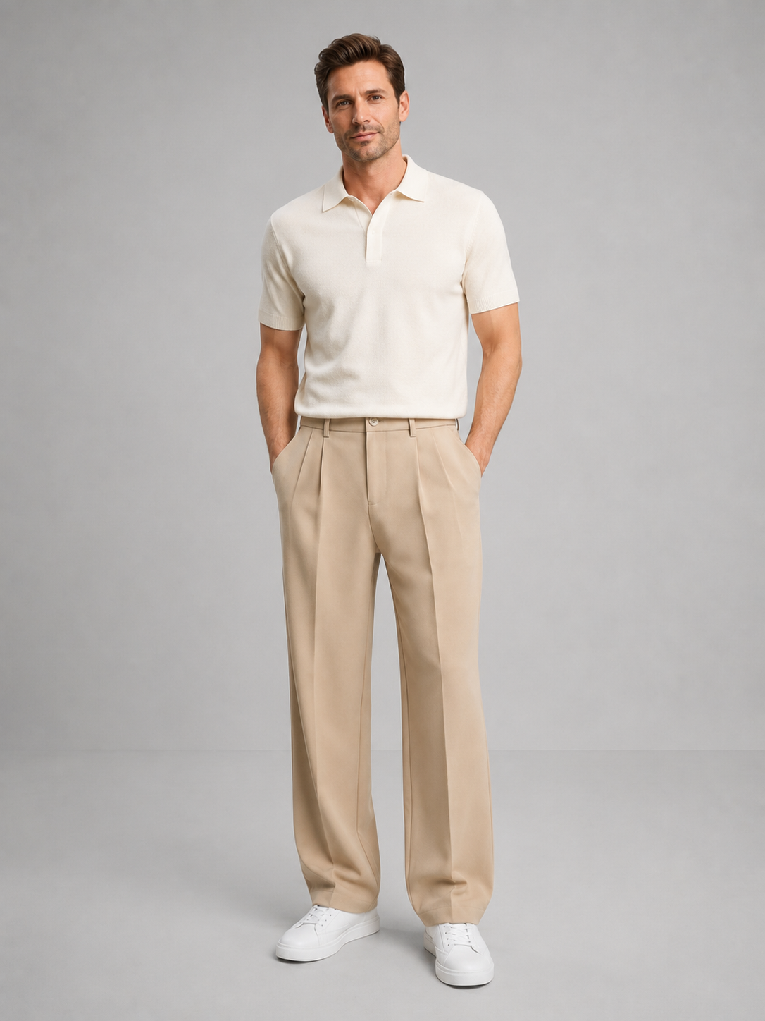 Men's Casual Tailored Straight Leg Trousers