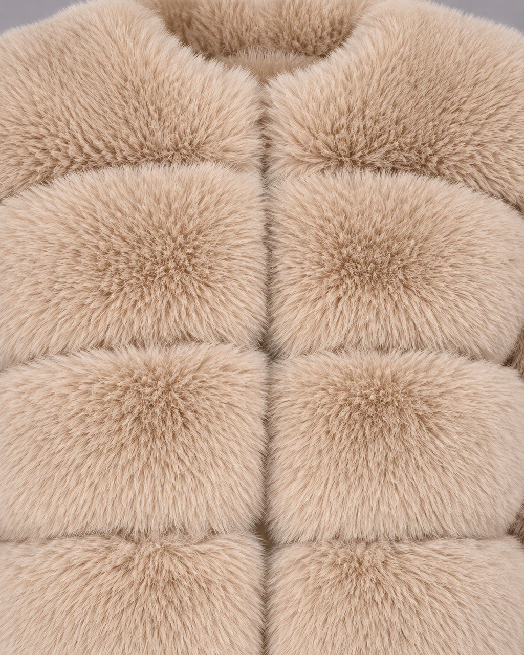 Women's Fur Jacket - Cropped Round Neck Panelled Winter Jacket