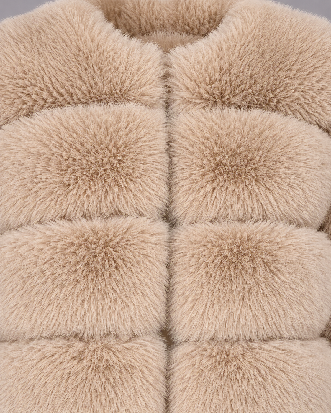 Women's Fur Jacket - Cropped Round Neck Panelled Winter Jacket