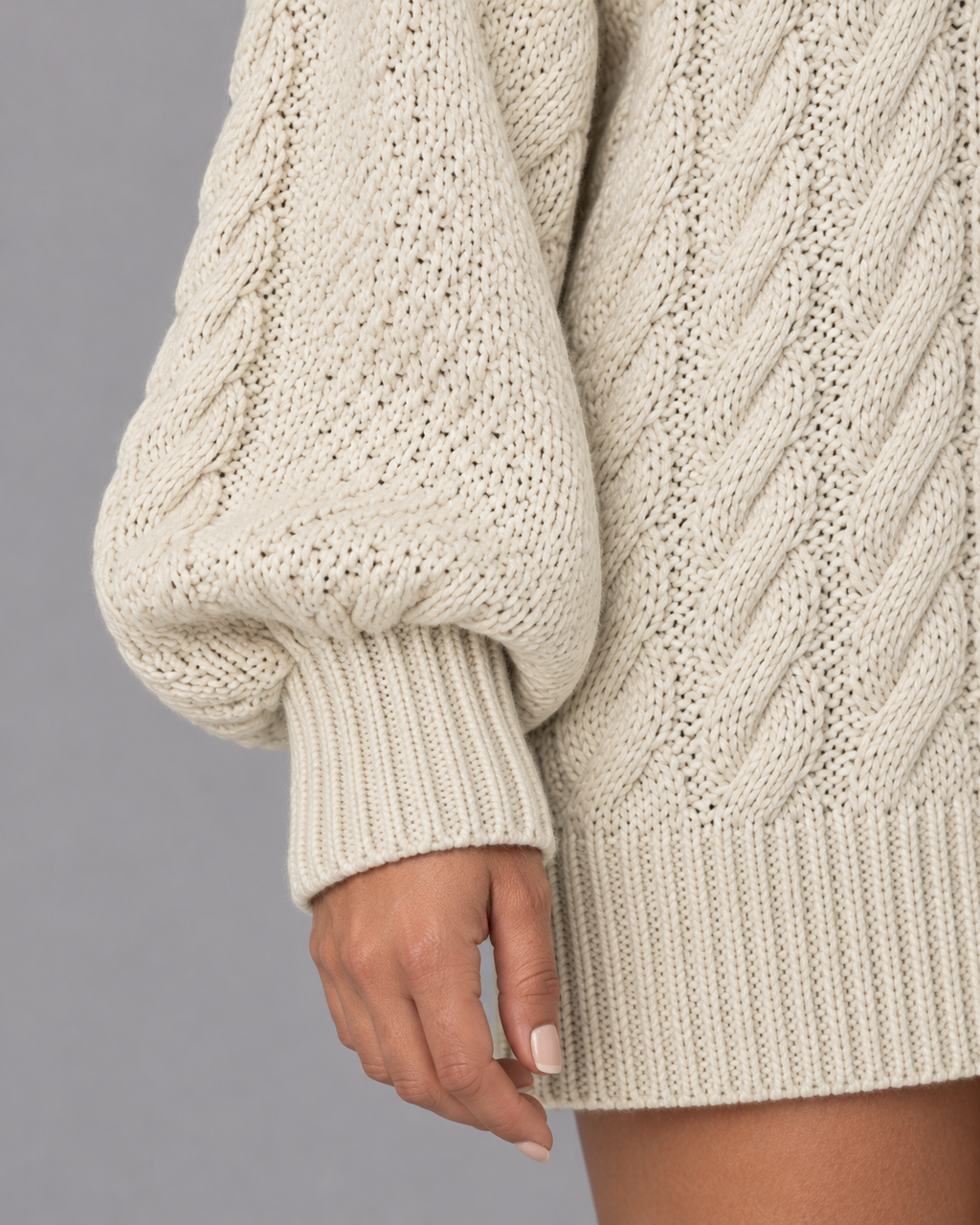 Women's Jumper Dress - Cable Knit Oversized Long Sleeve Knitted Dress