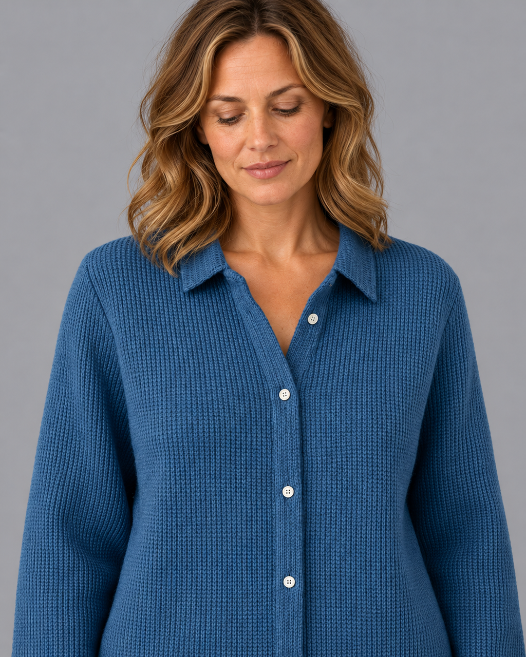 Women's Knitted Cardigan - Longline Button Front Relaxed Fit