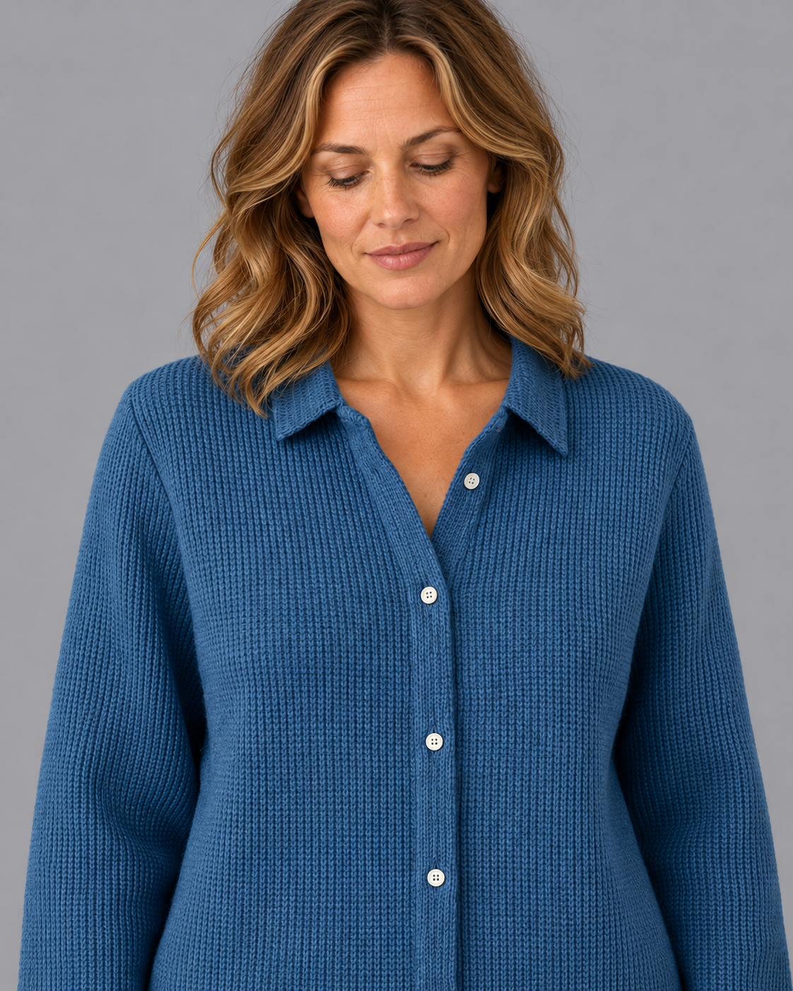 Women's Knitted Cardigan - Longline Button Front Relaxed Fit