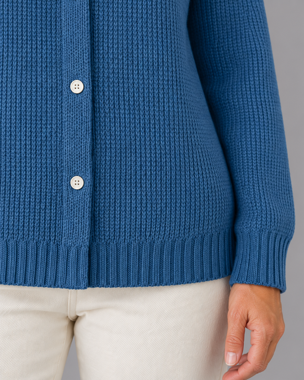 Women's Knitted Cardigan - Longline Button Front Relaxed Fit