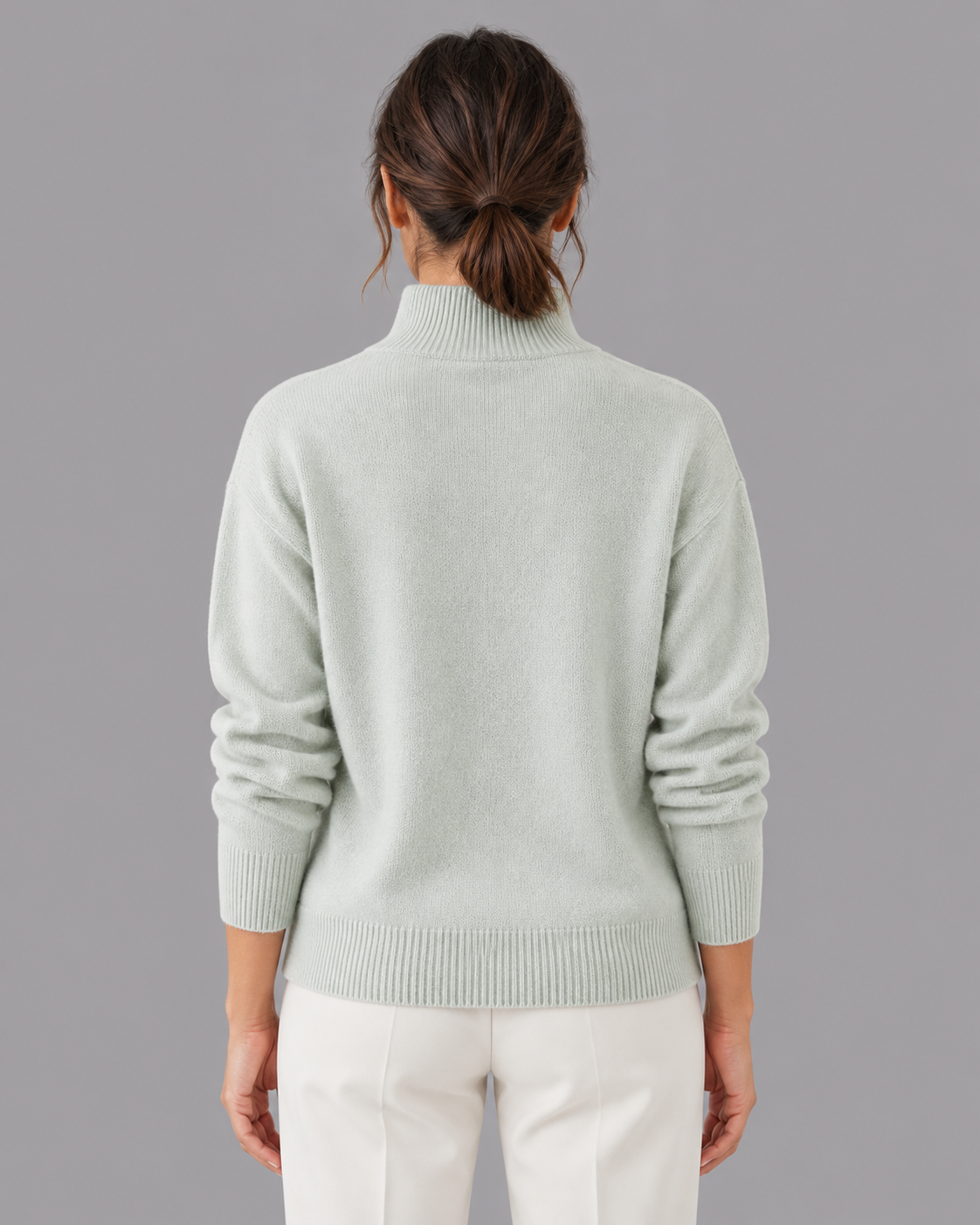 Women's Knitted Jumper - Funnel Neck Soft Knit Relaxed Fit