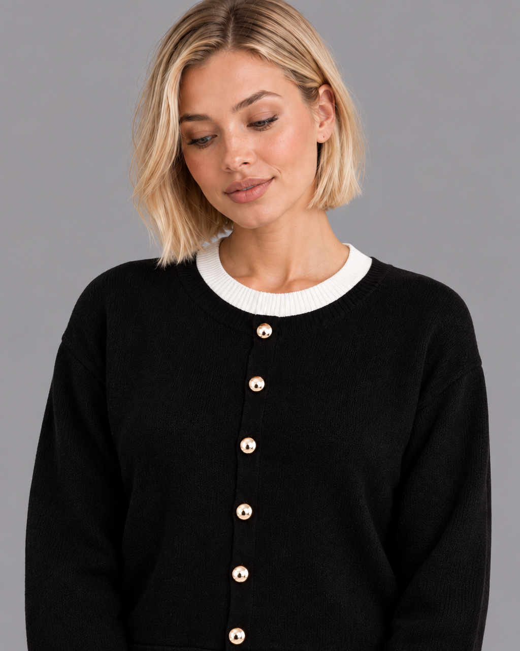 Women's Layered Cardigan - Pleated Hem Button Front Knit