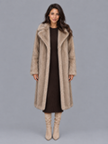 Women's Faux Fur Coat - Long Oversized Statement Collar