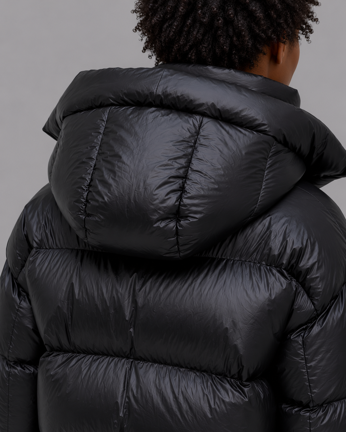 Women's Oversized Quilted Puffer Jacket - Large Hood High Collar