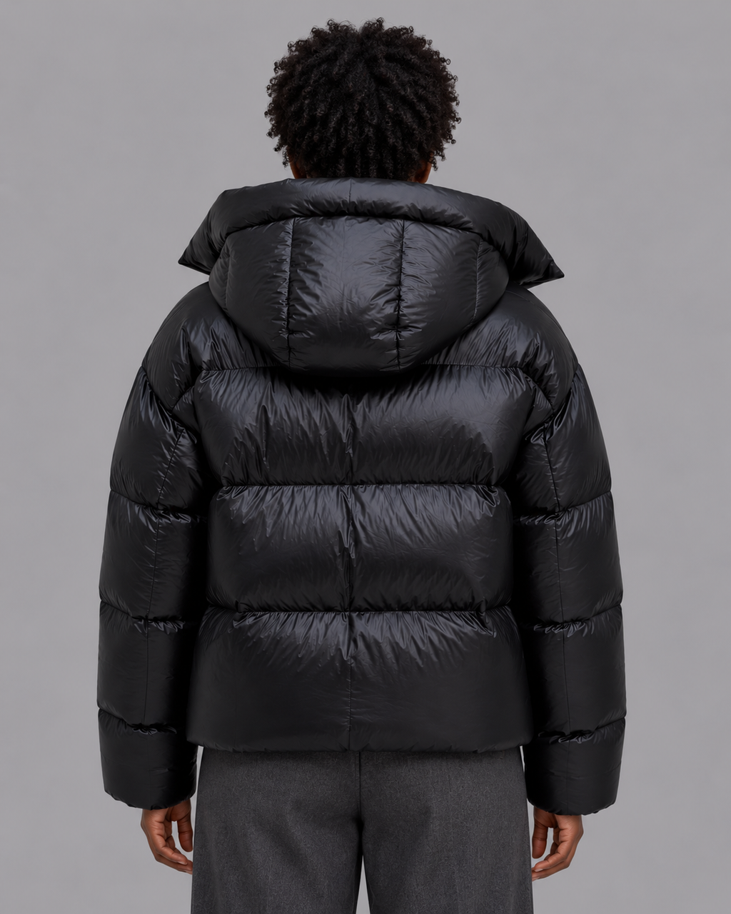 Women's Oversized Quilted Puffer Jacket - Large Hood High Collar