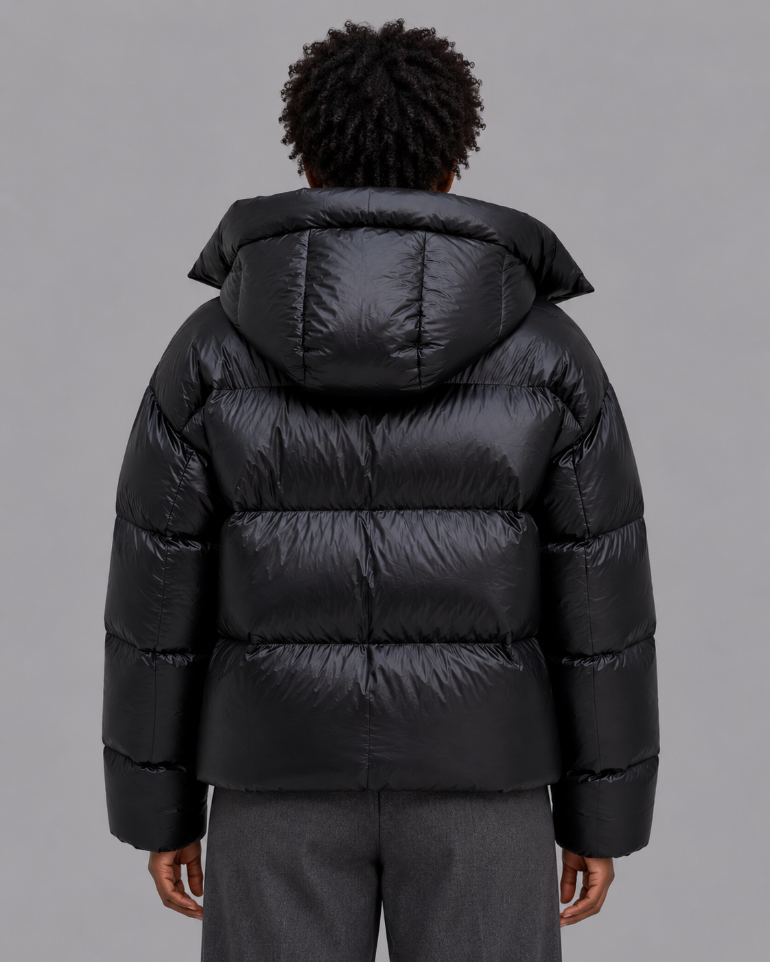 Women's Oversized Quilted Puffer Jacket - Large Hood High Collar