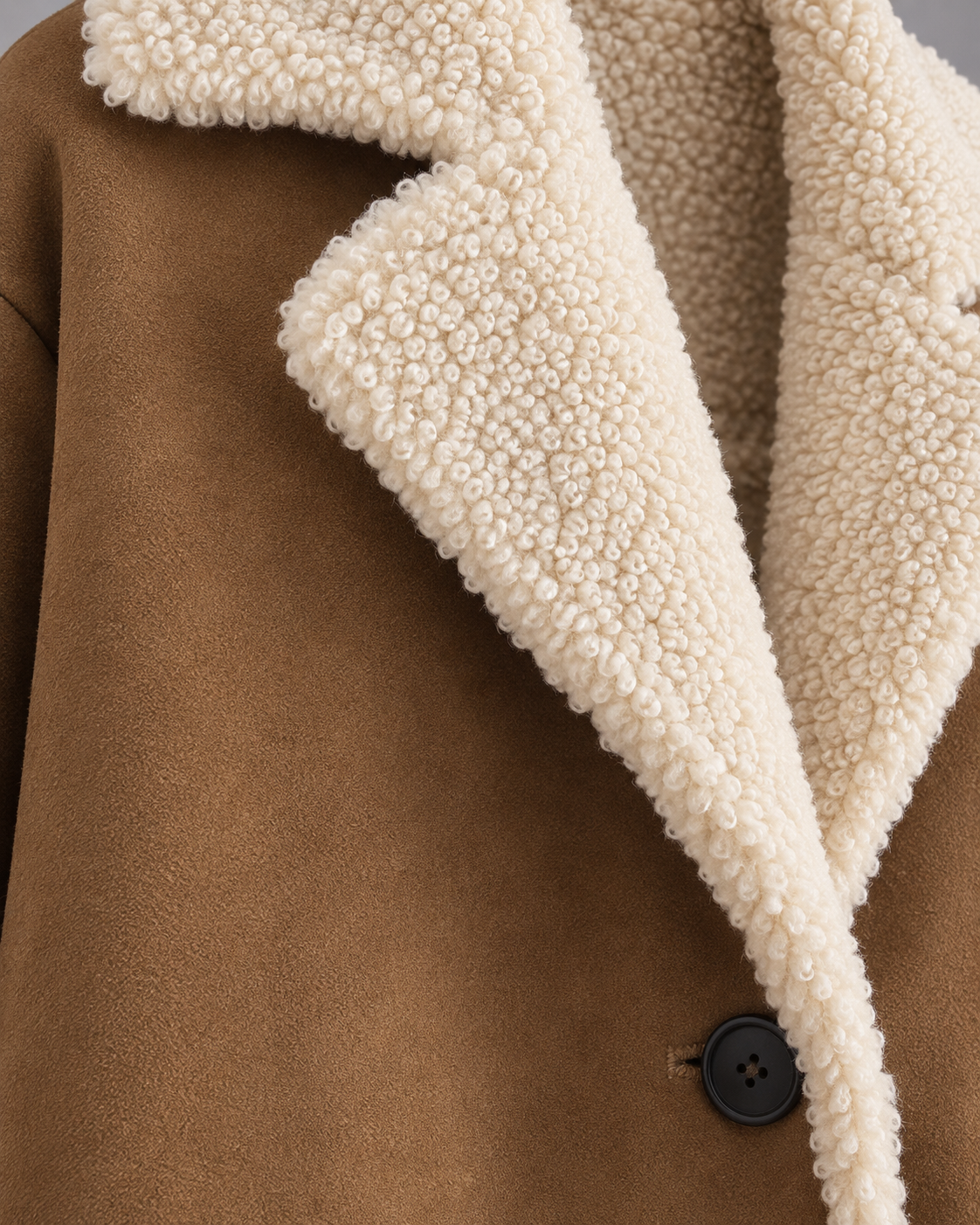 Women's Shearling Jacket - Zip Front Relaxed Fit Winter Jacket
