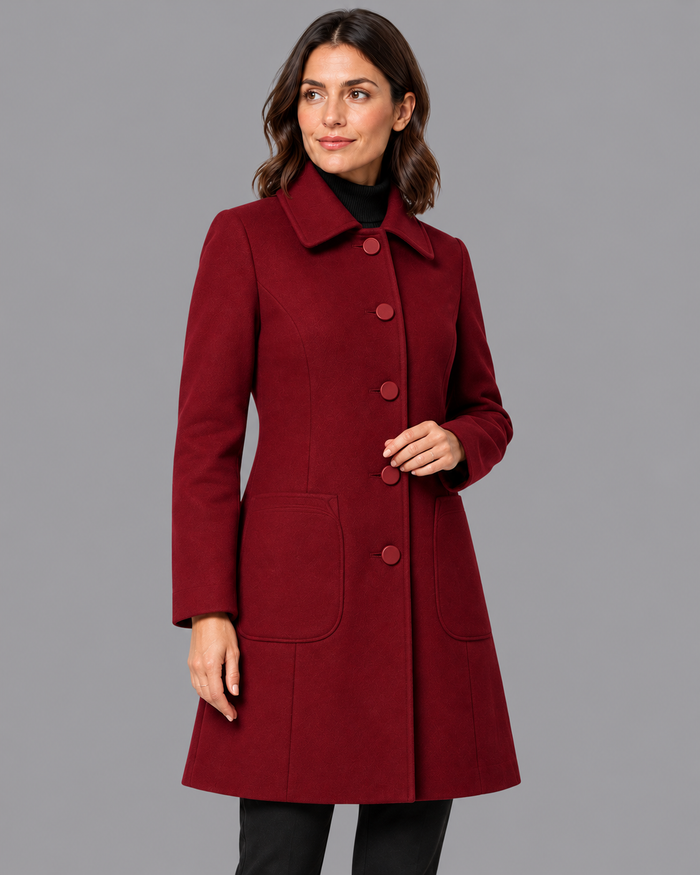 Women's Wool Blend Coat - Long Tailored Classic Winter Overcoat