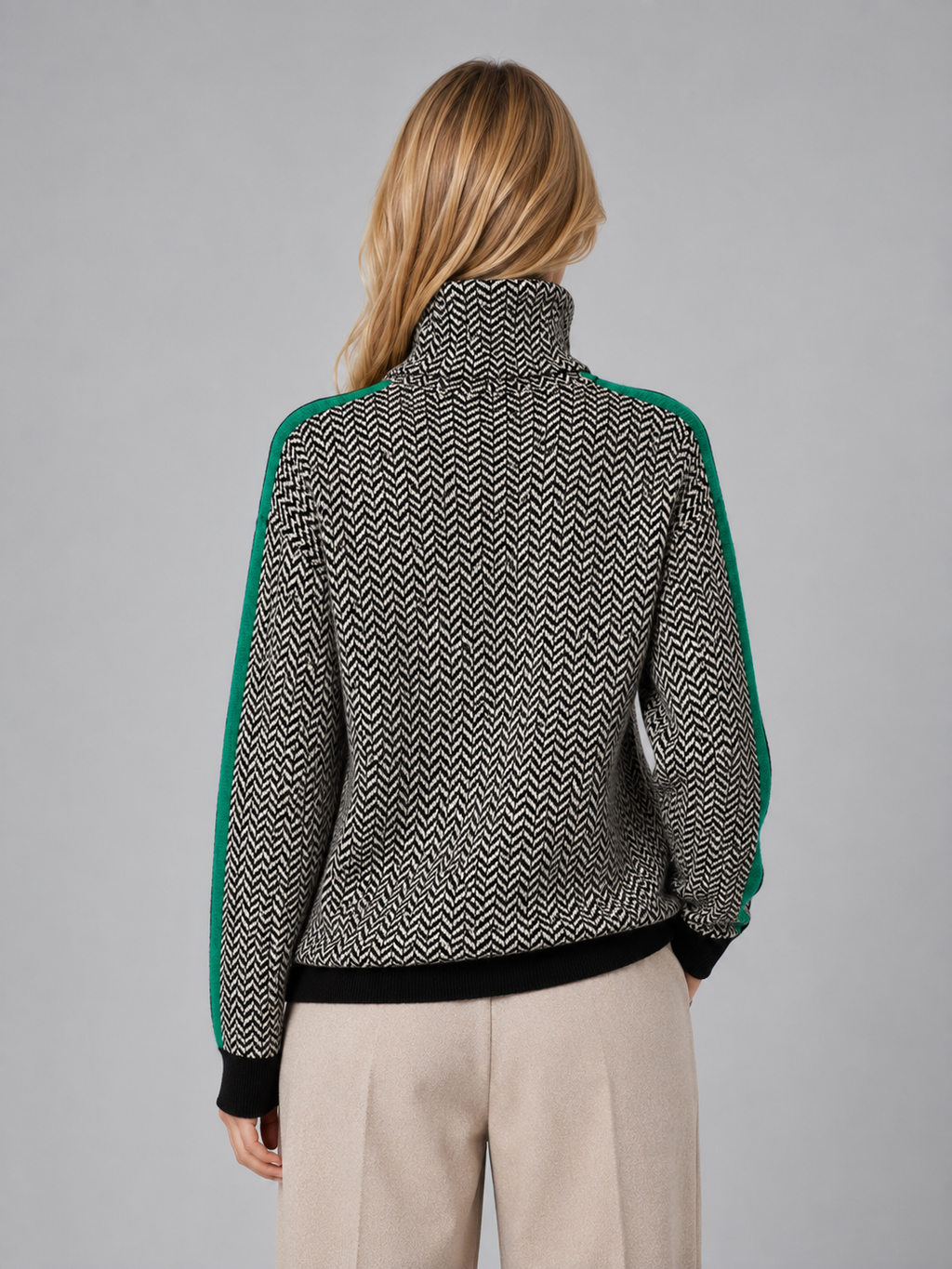 Women's Herringbone Turtleneck Knit Sweater