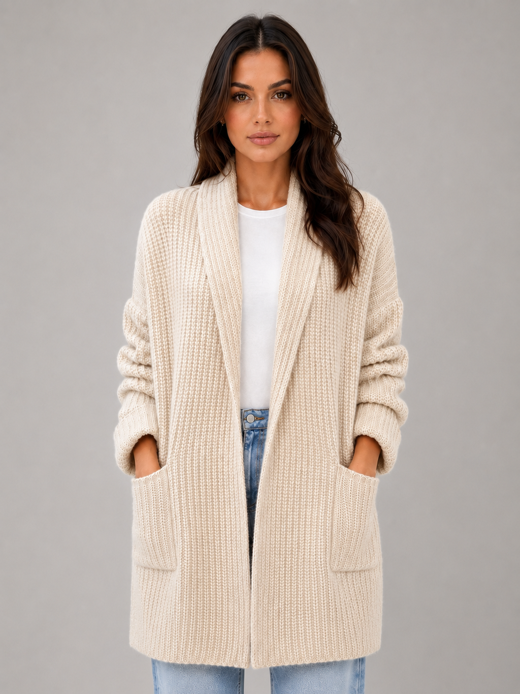 Women's Open Front Soft Knit Longline Cardigan
