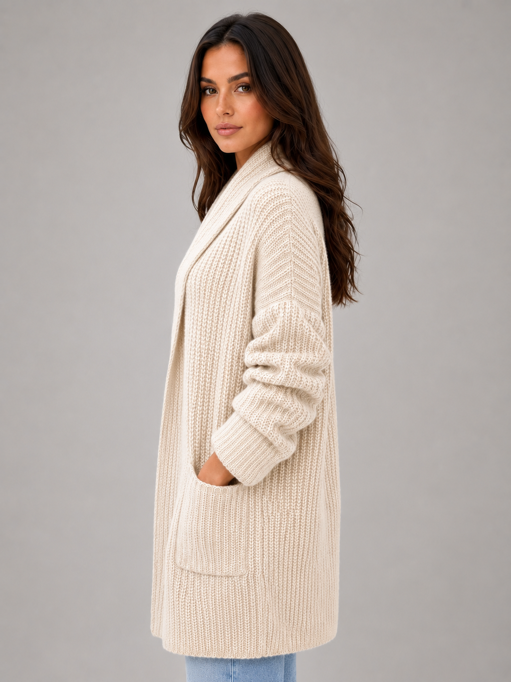 Women's Open Front Soft Knit Longline Cardigan