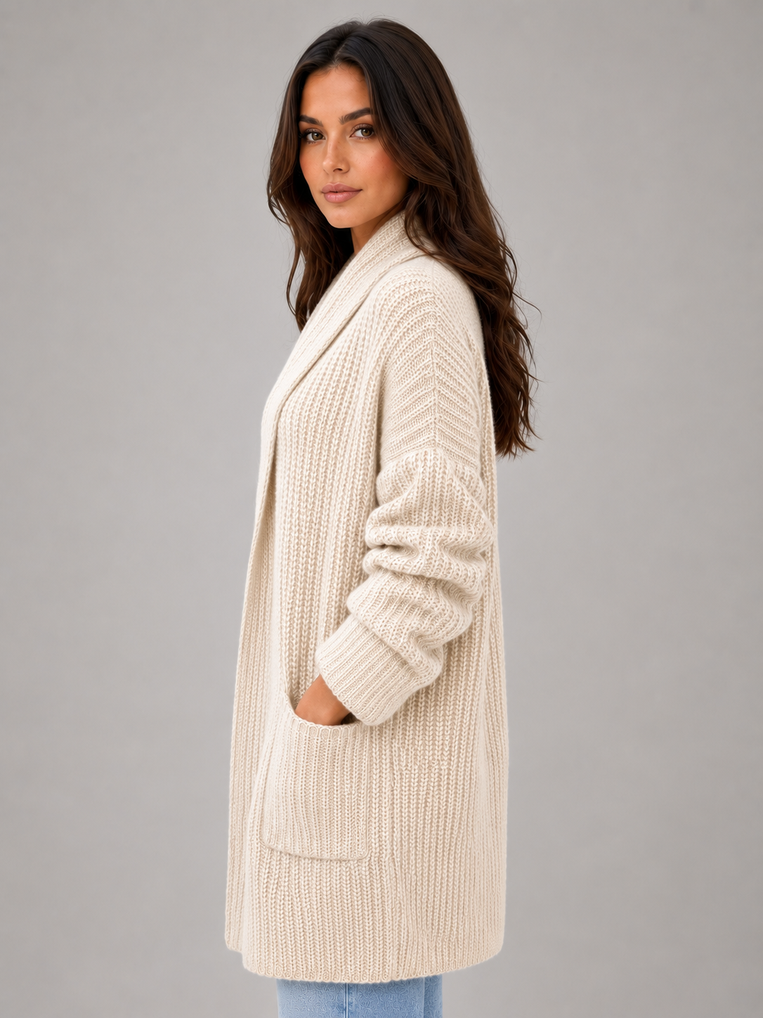 Women's Open Front Soft Knit Longline Cardigan